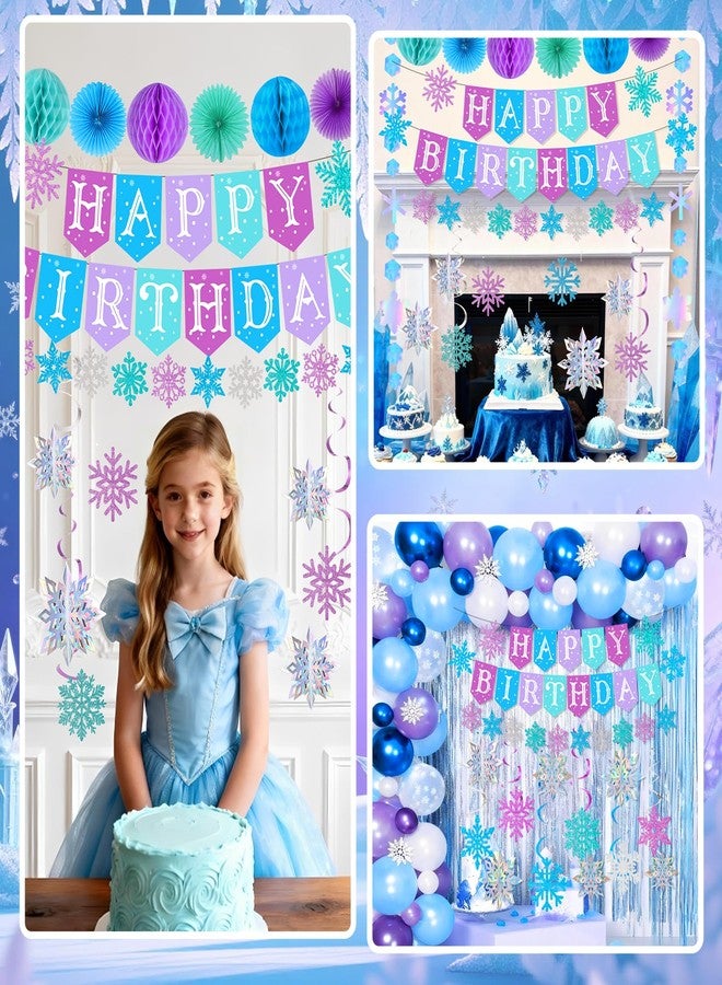 Bolake Snowflakes Decorations Frozenn Birthday Party Decorations Snowflakes Garland Hanging Decorations Winter Christmas Decorations for Winter Wonderlands Christmas Birthday Party Decorations - Image 4